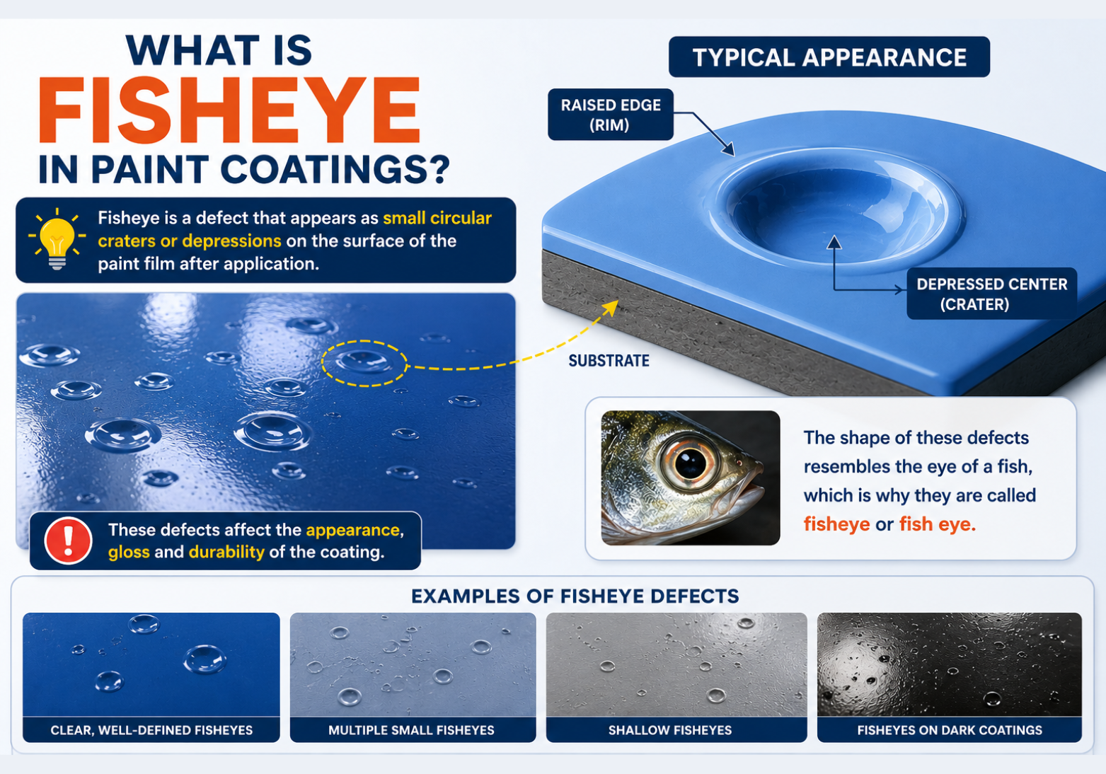 What is the fisheye effect in paint coatings?