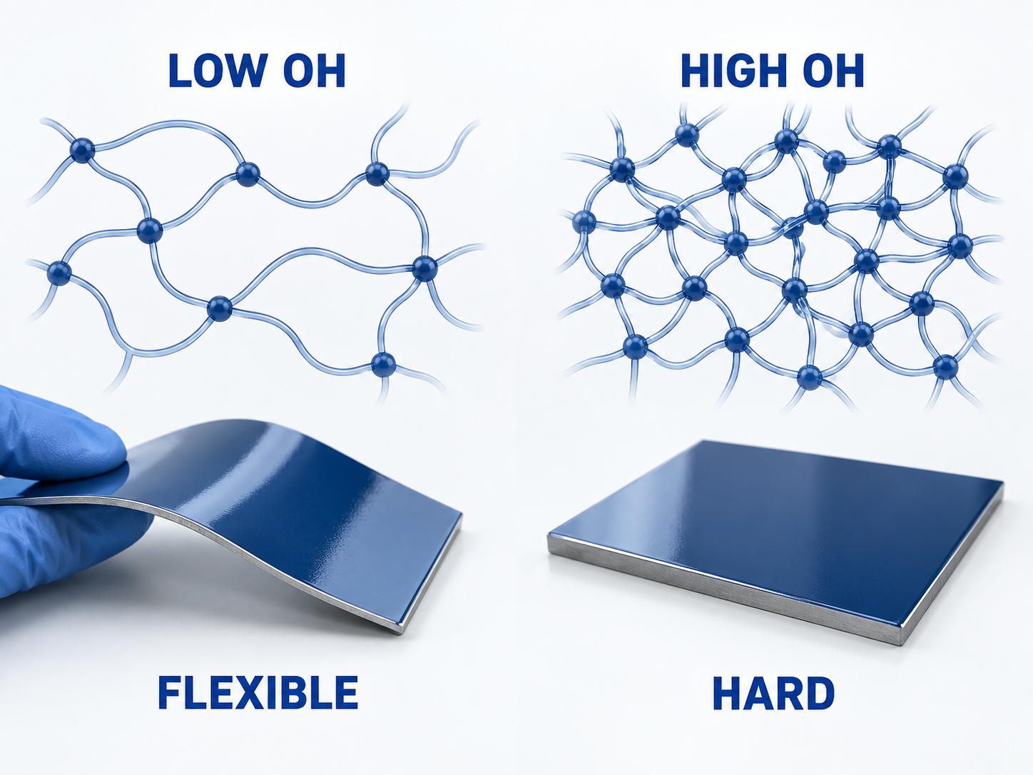 comparison-of-crosslink-networks-at-low-and-high-oh-value